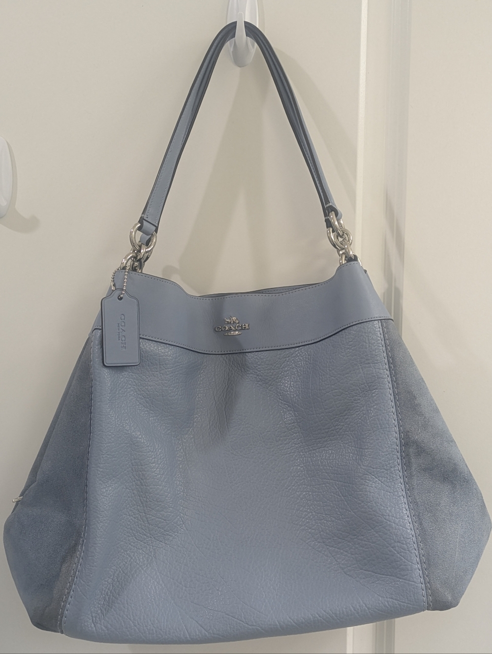 Coach Light Blue Lexi Leather and Suede Shoulder Bag